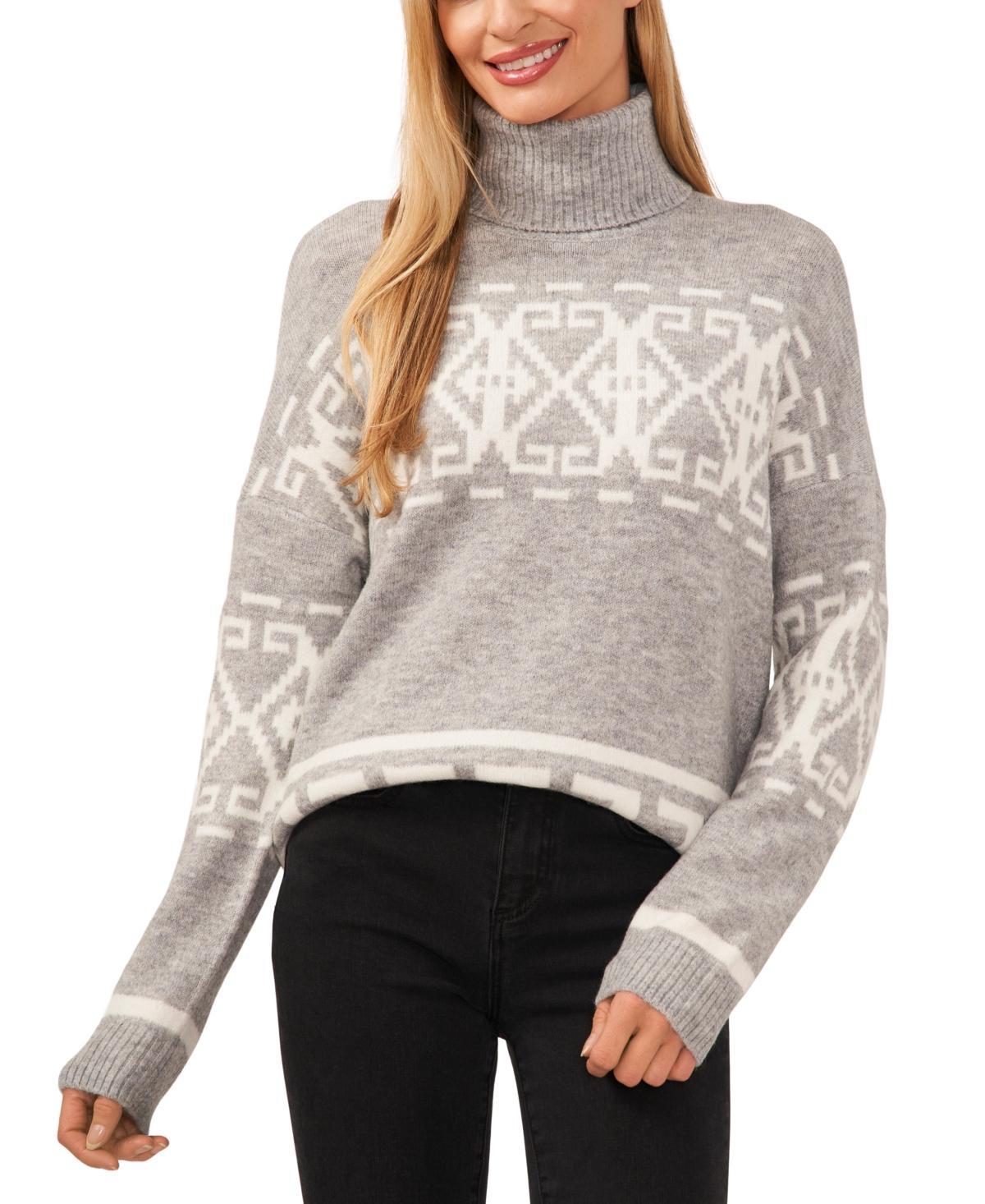 CeCe Womens Fair Isle Turtleneck Sweater Product Image