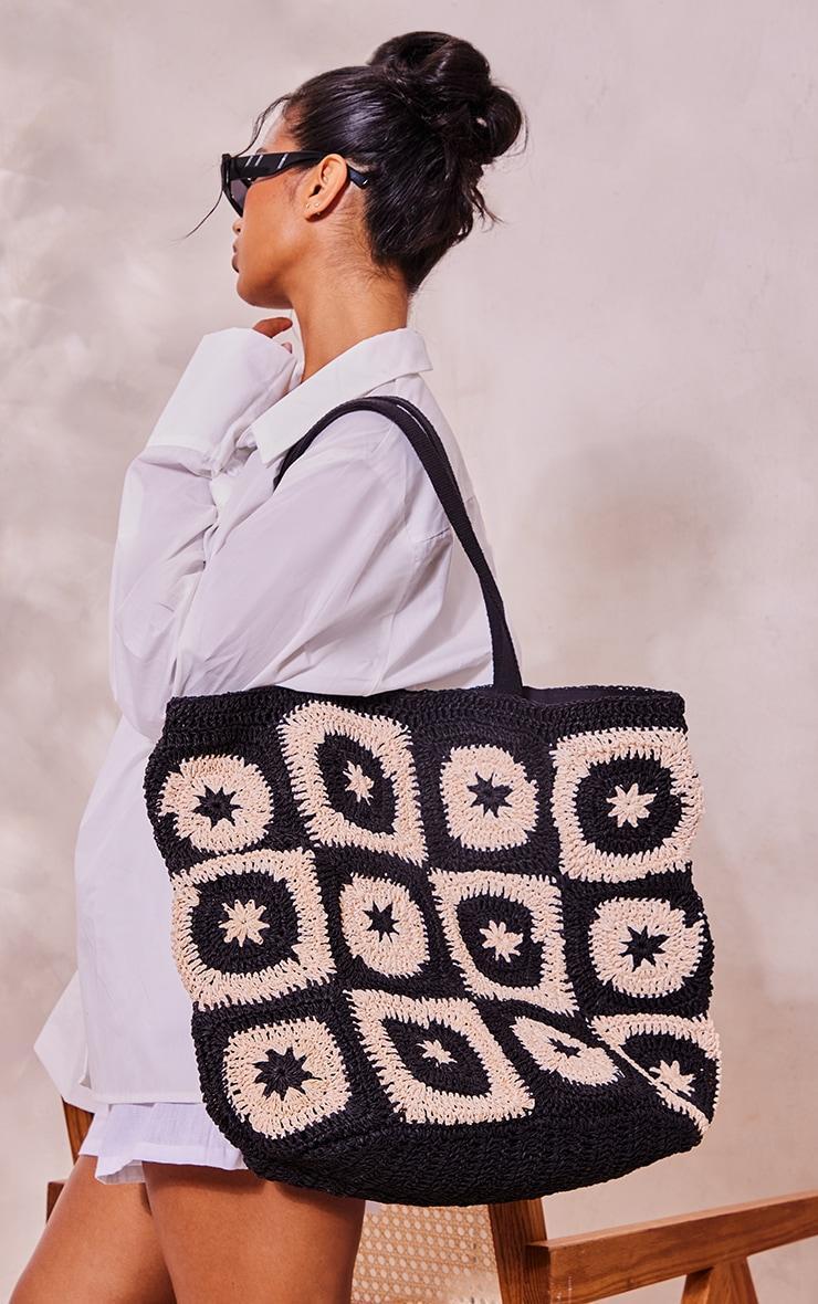 Monochrome Crochet Beach Bag Product Image