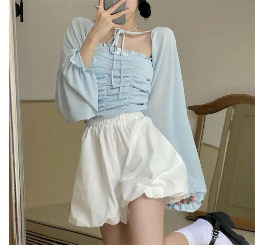 High Waist Plain Balloon Shorts Product Image