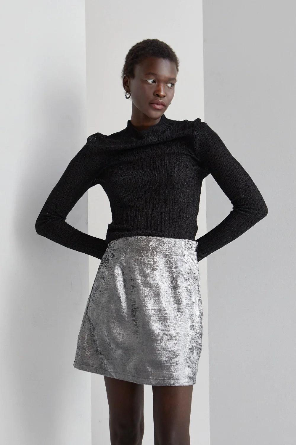 Adelia Metallic Mini Skirt Product Image