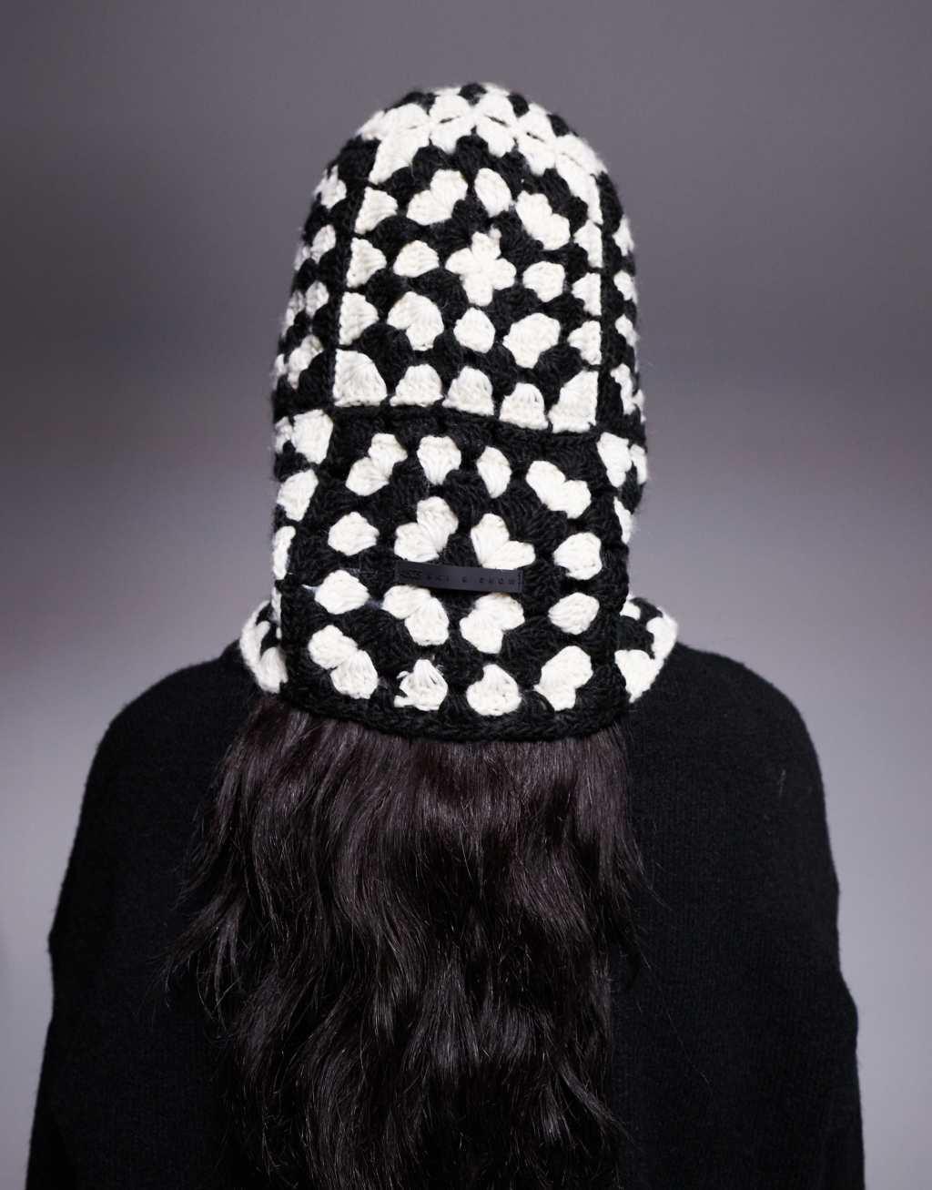 ASOS 4505 Ski crochet knit balaclava in black and white Product Image