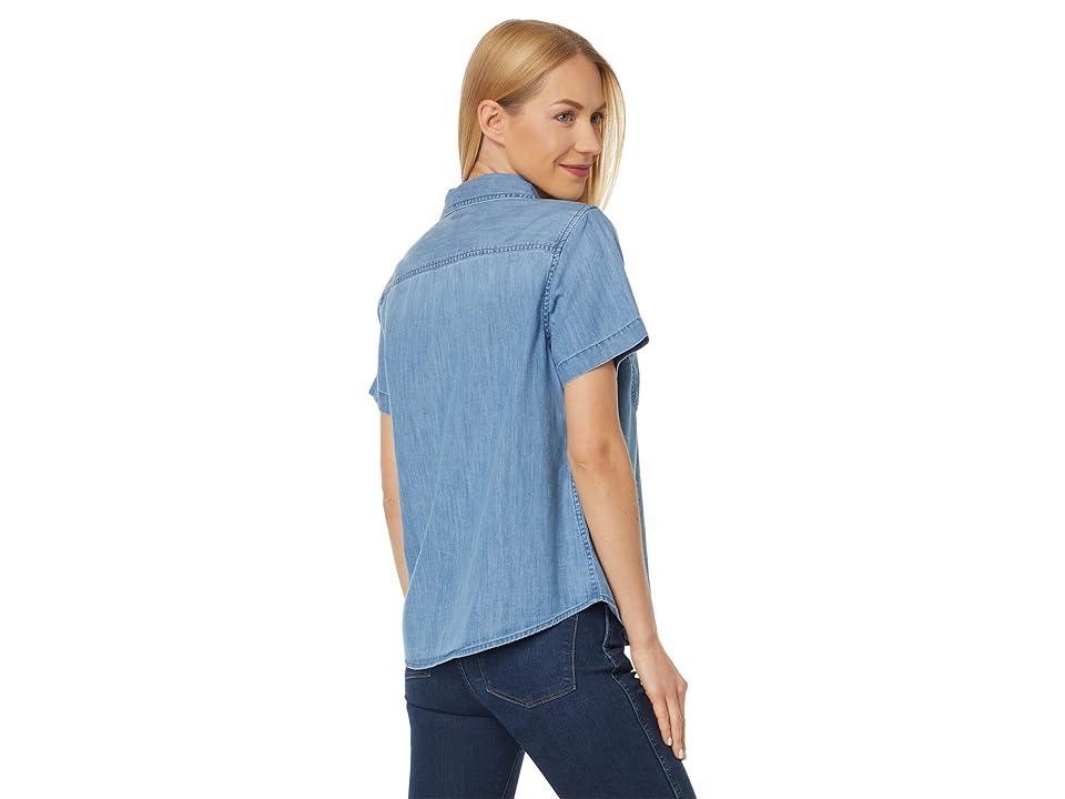 L.L.Bean Heritage Washed Denim Lightweight Shirt Short Sleeve (Medium Indigo) Women's Clothing Product Image