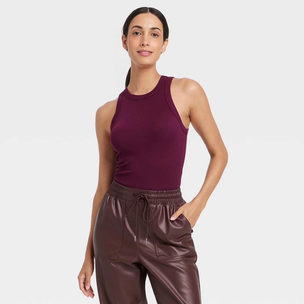 Womens Ribbed Tank Top - A New Day Burgundy XL Product Image