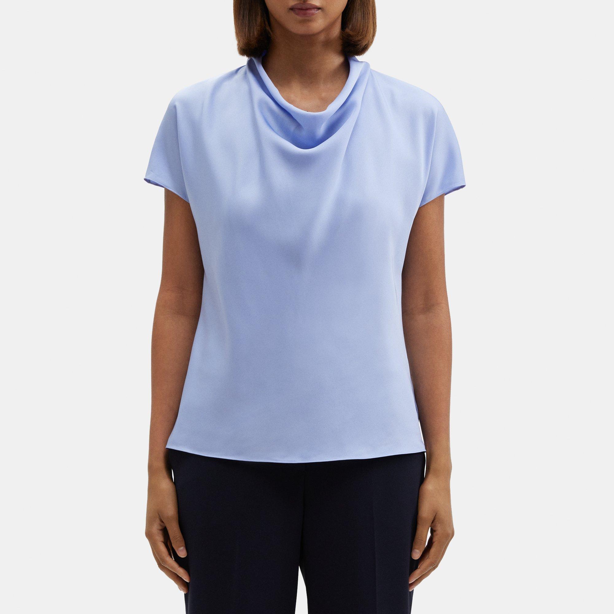 Silk Georgette Short-Sleeve Cowl Top | Theory Outlet Product Image