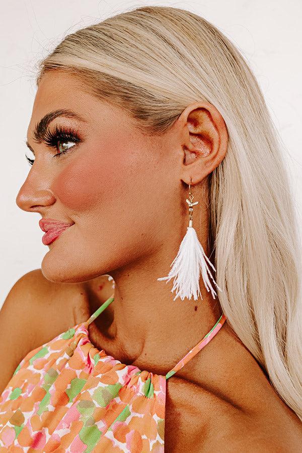 Candid Kisses Feather Earrings In White Product Image