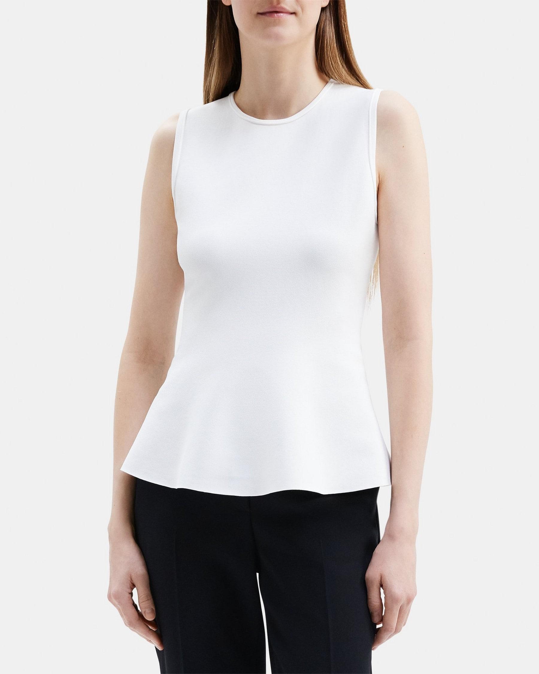 Sleeveless Peplum Top in Compact Stretch Knit Product Image