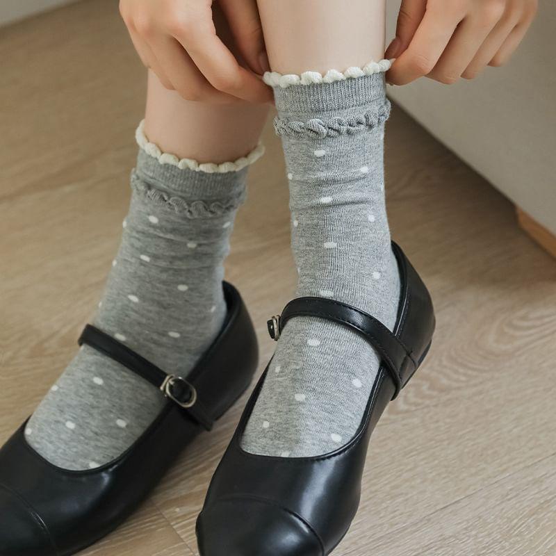 Dotted Contrast Trim Socks Product Image