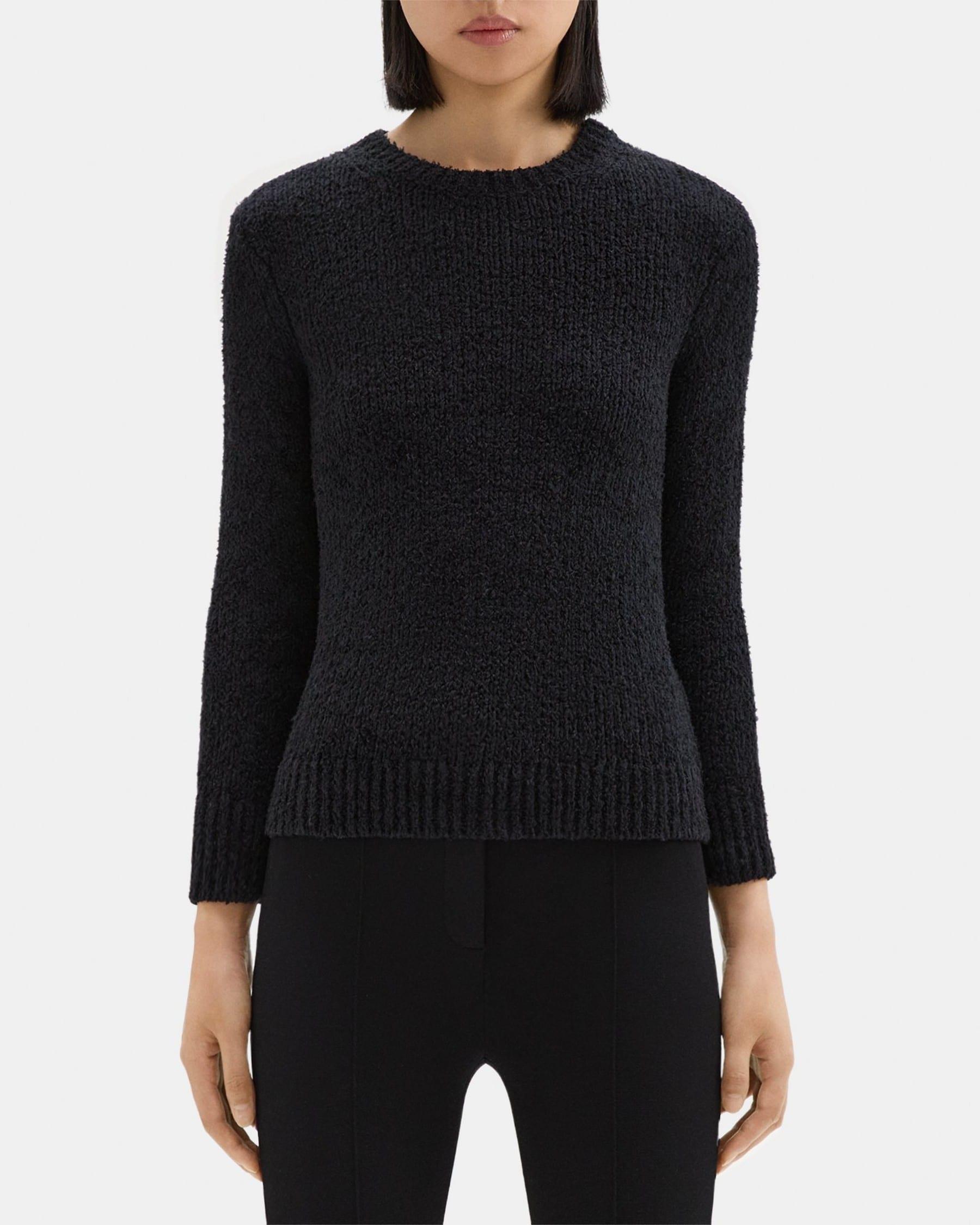 Shrunken Crewneck Sweater in Feather Cotton-Blend Product Image