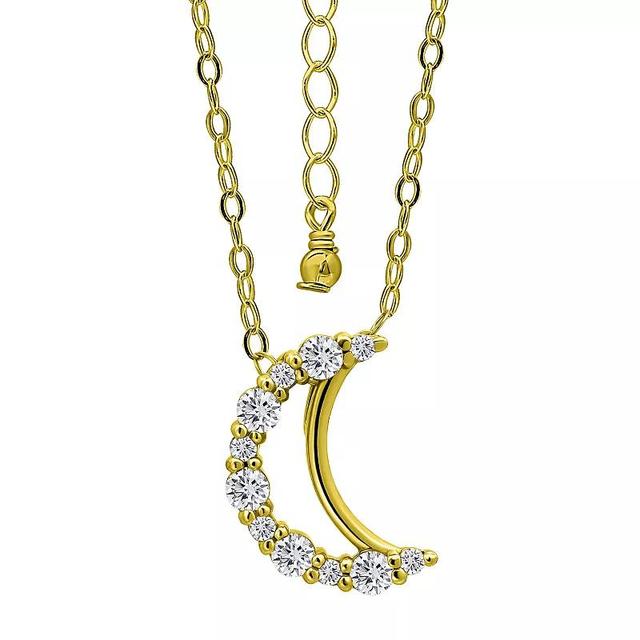 Aleure Precioso Sterling Silver Cubic Zirconia Moon Pendant Necklace, Womens Gold Product Image