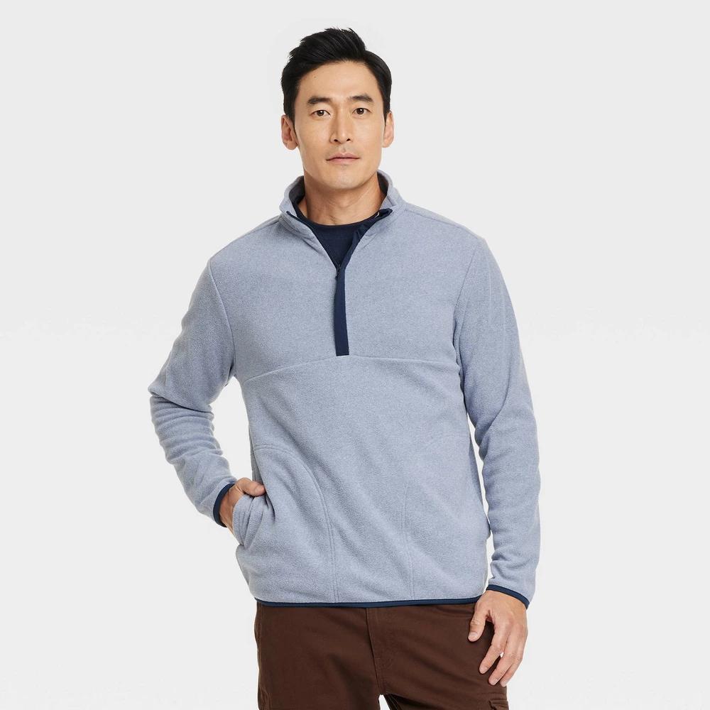 Mens Polar Fleece Half Zip Sweatshirt - Goodfellow & Co Light Blue M product image