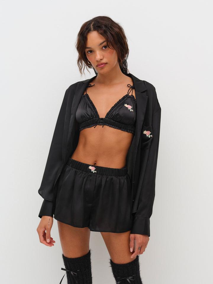 Everyday Rosebud PJ Top — Black Product Image