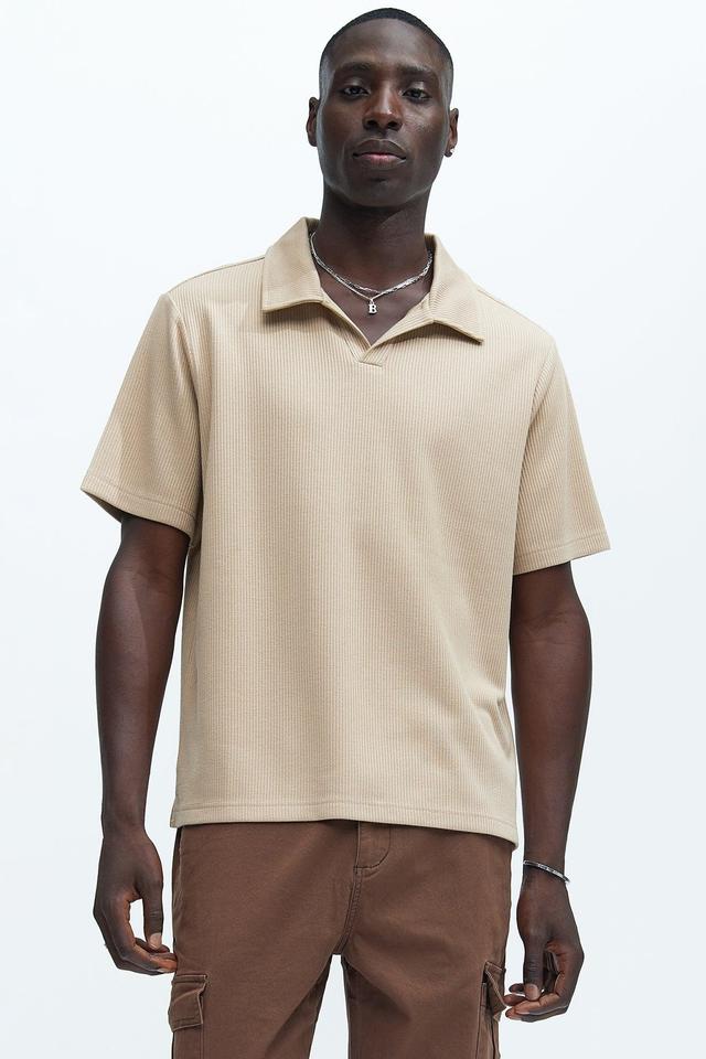 Kalel Textured Short Sleeve Polo - Tan Product Image