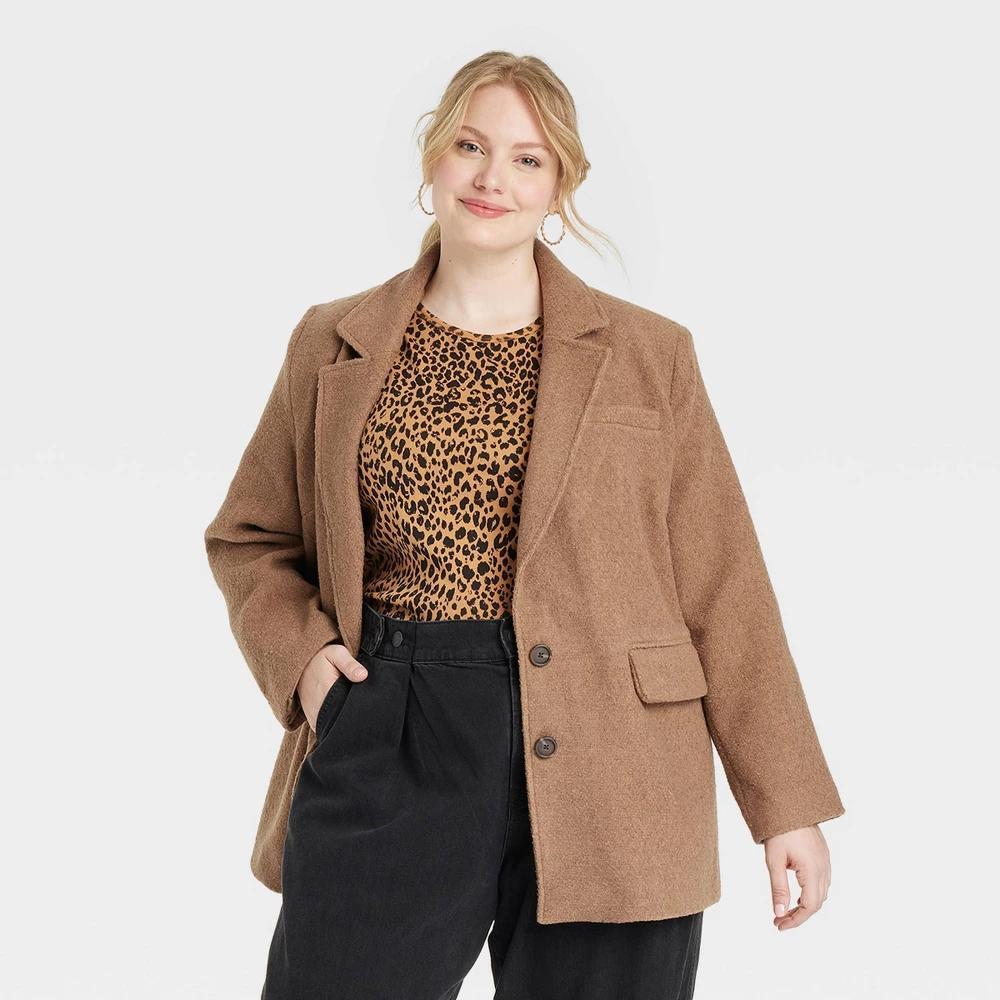 Womens Oversized Blazer - Universal Thread Tan 1X Product Image