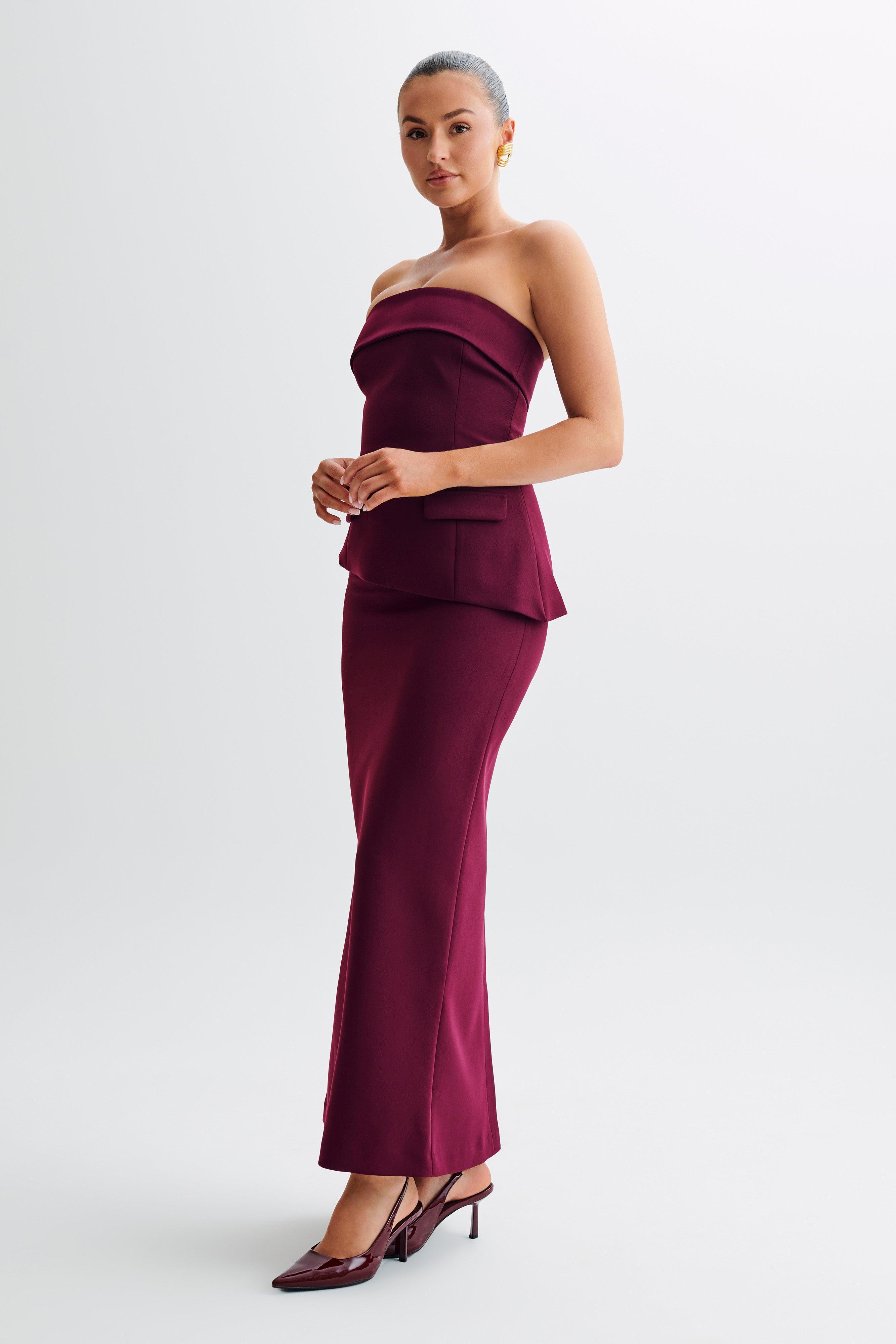 Micah Suiting Strapless Top - Plum Product Image