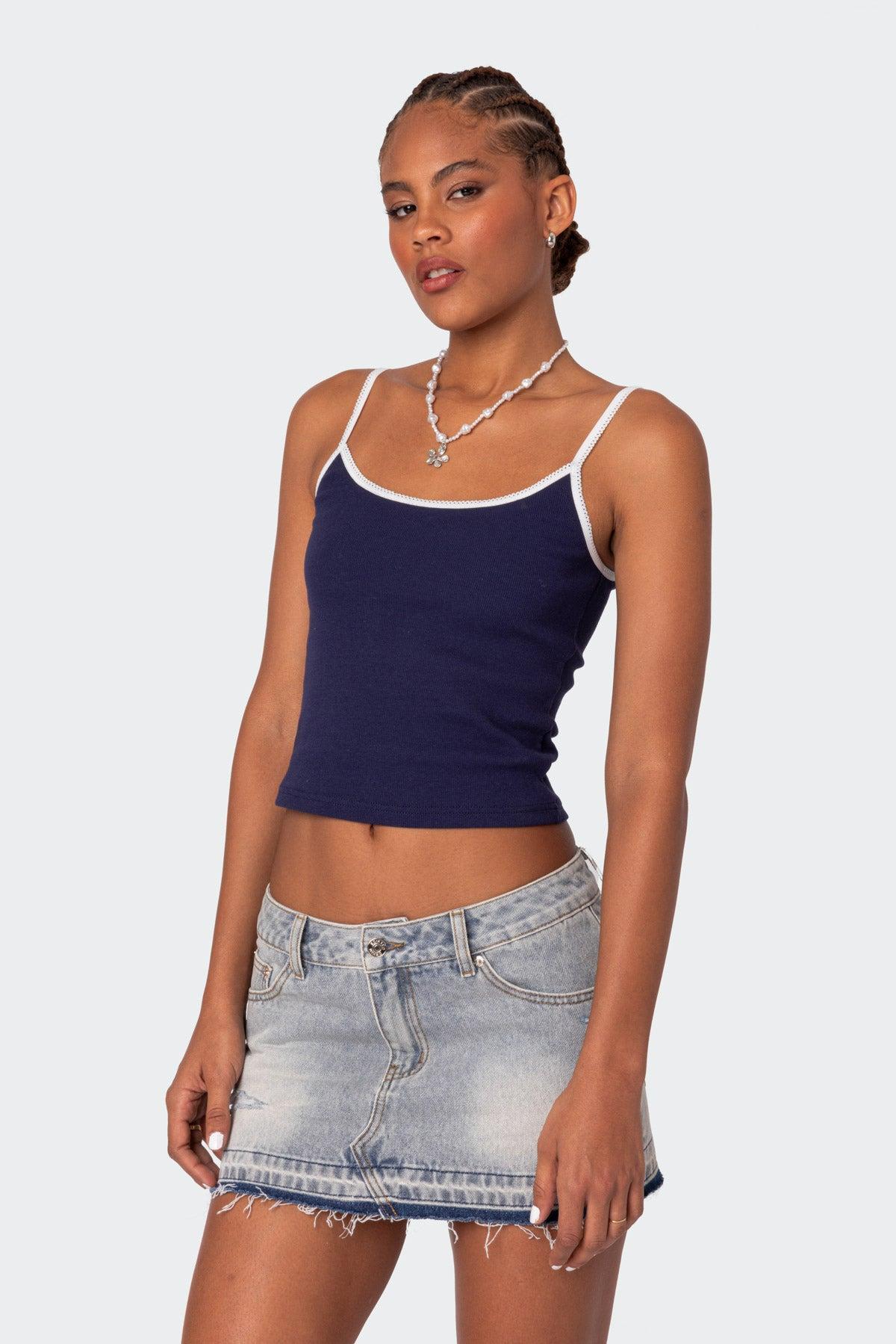 Franky Ribbed Contrast Tank Top Product Image