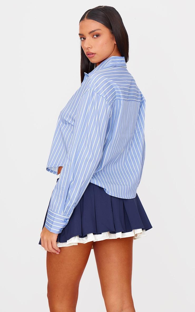 Blue Striped Contrast Collar Shirt Product Image