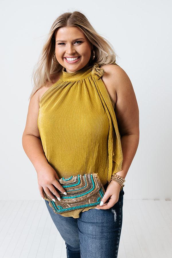 Dream State Pleated Top In Lime Punch Curves Product Image