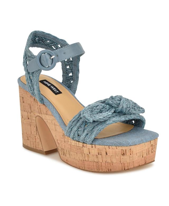 Nine West Womens Comiele Square Toe Block Heel Wedge Sandals Product Image