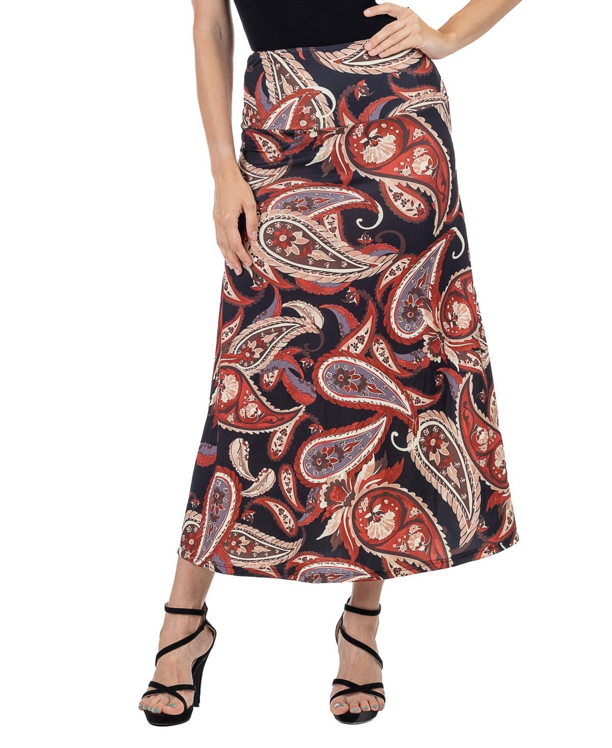 24seven Comfort Apparel Womens Paisley Print Maxi Skirt product image