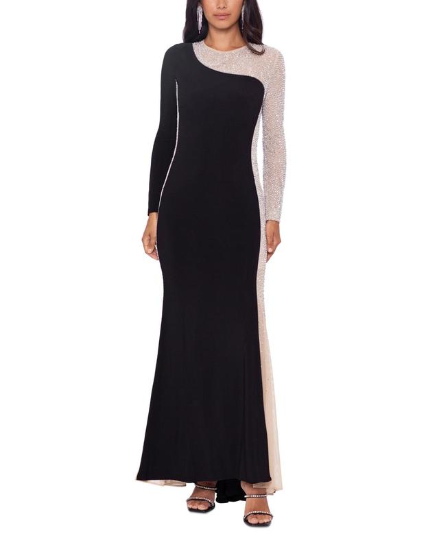 Xscape Evenings Rhinestone Long Sleeve Gown Product Image