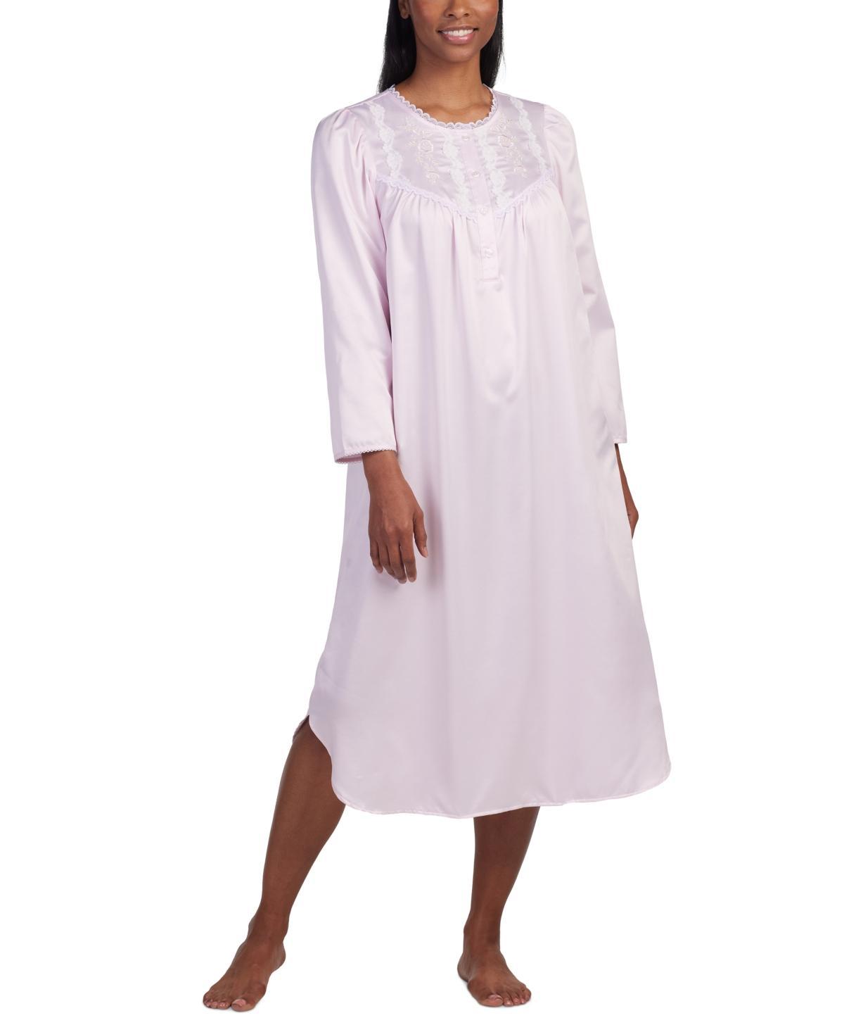 Miss Elaine Womens Embroidered Lace-Trim Nightgown Product Image