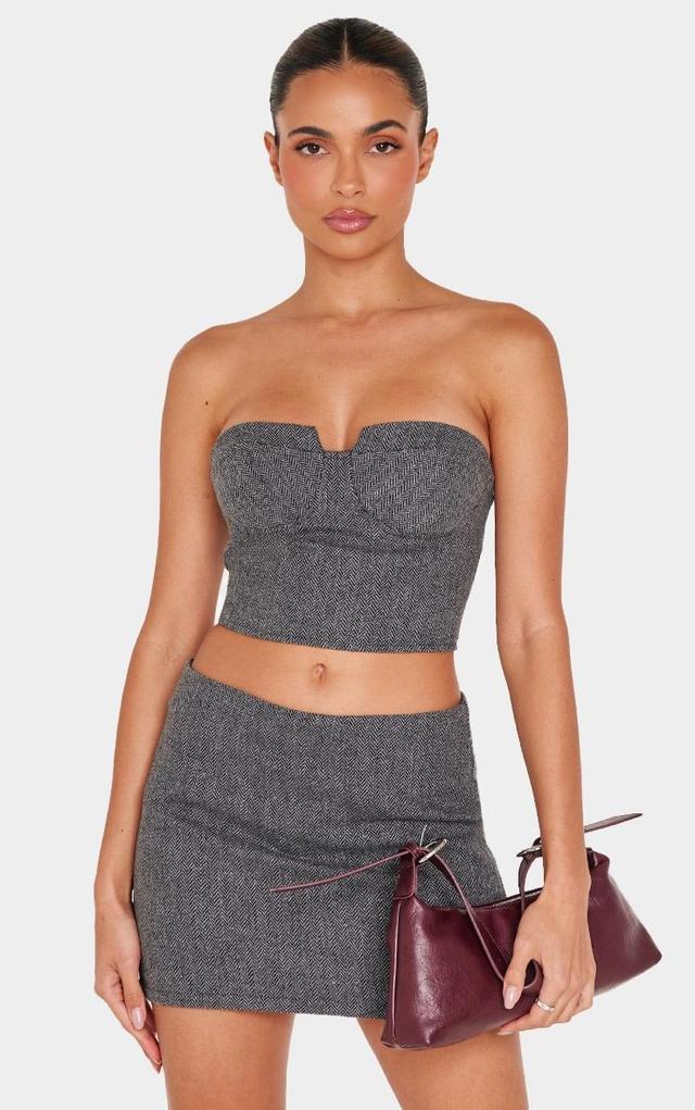 Charcoal Herringbone Corset Top Product Image