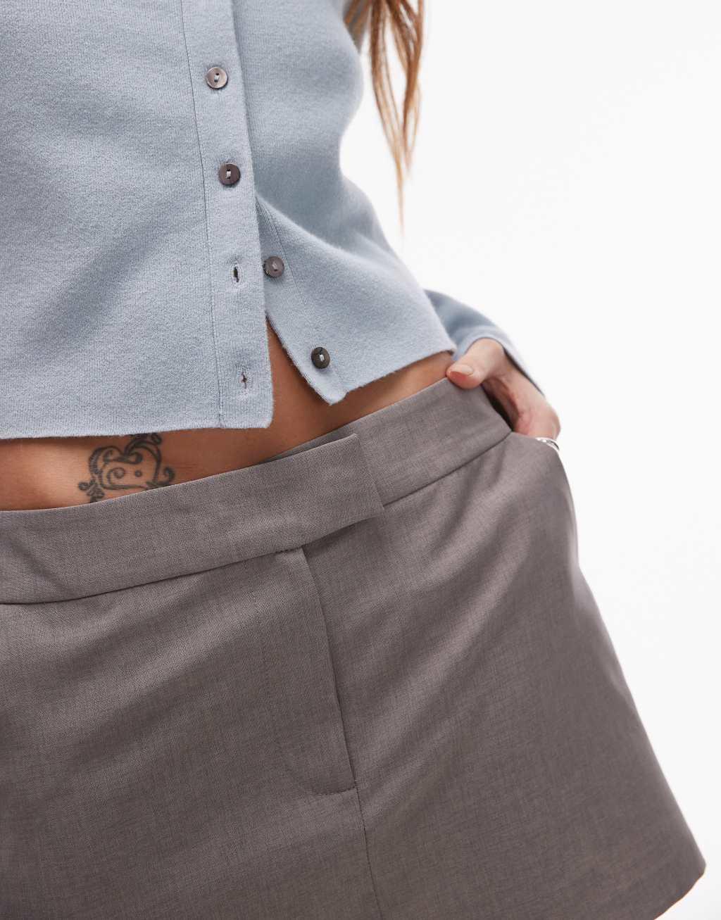 Topshop tailored mini skirt in mink Product Image