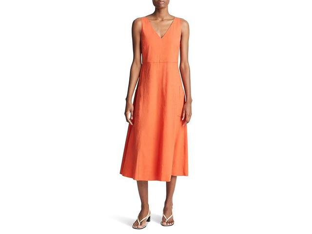 Womens Sleeveless Linen-Blend Midi-Dress Product Image