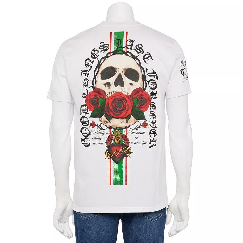 Mens GTL4 Gothic Skull & Roses Crewneck Graphic Tee Product Image