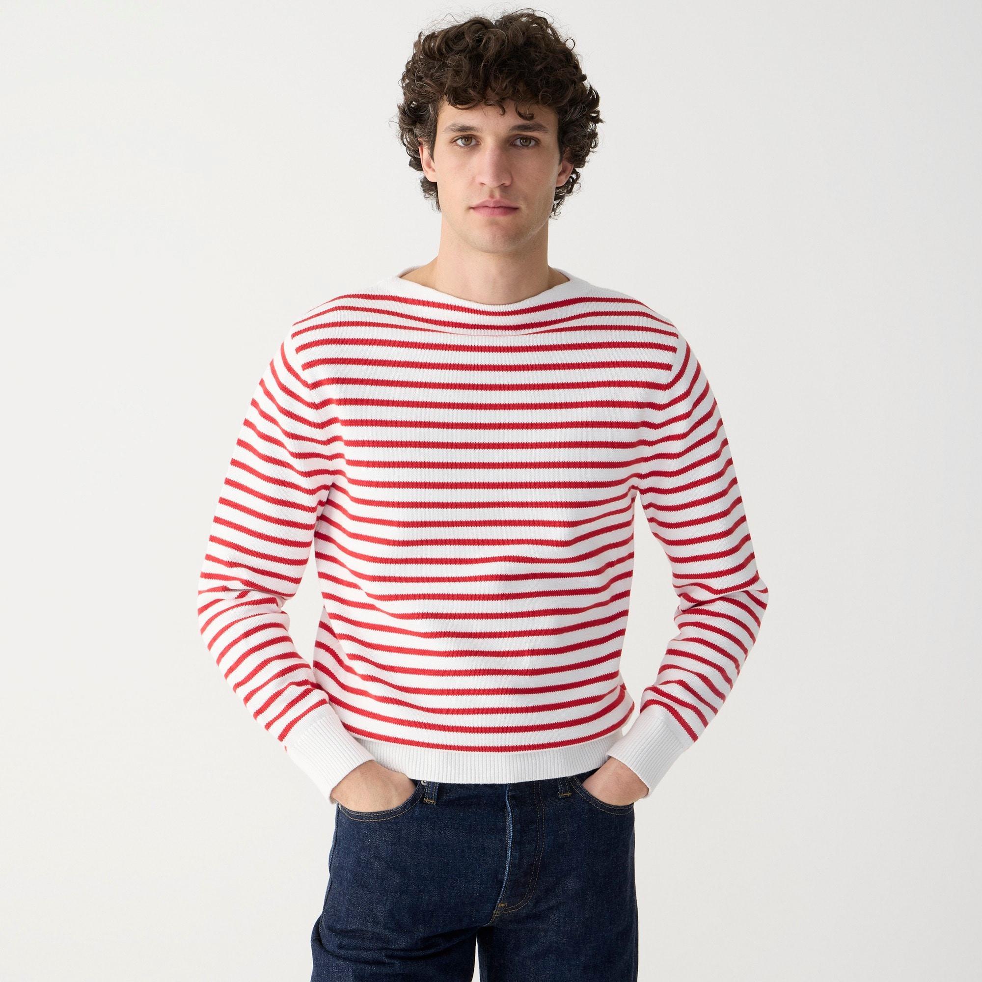 Cotton boatneck sweater in stripe Product Image