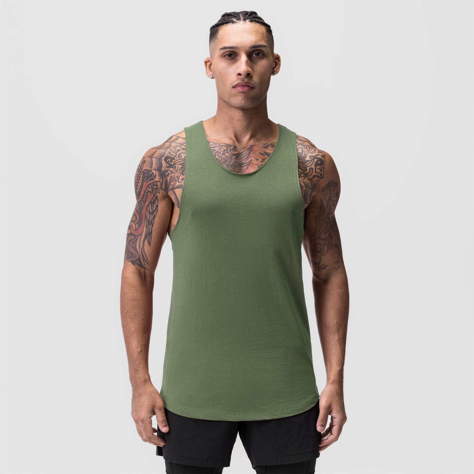 0808. Supima® Vented Tank - Olive Product Image