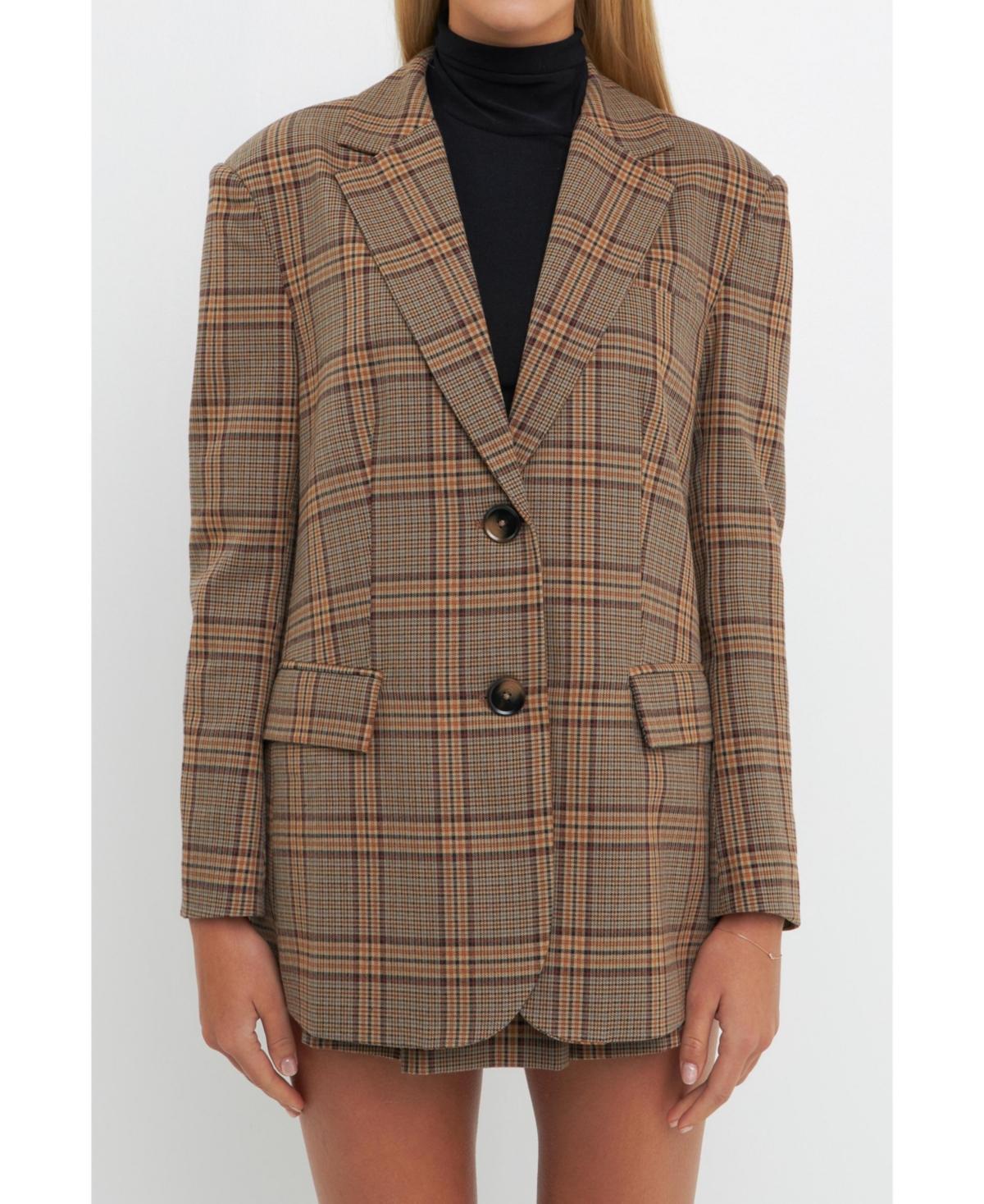 English Factory Womens Over Check Blazer Product Image