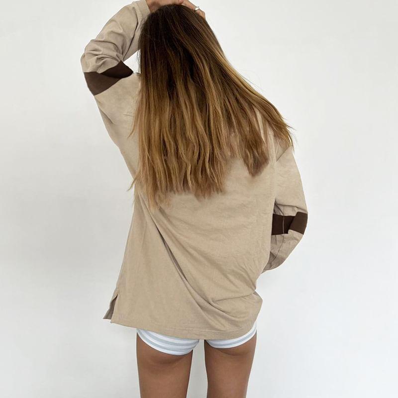 Crew Neck Numbering Oversized Pullover Product Image