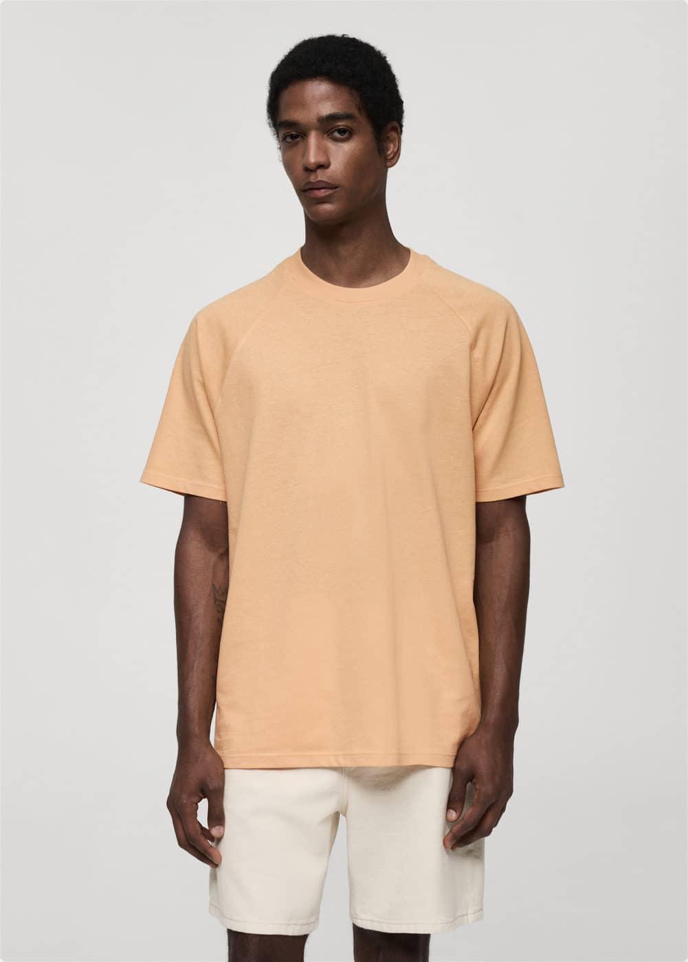 MANGO MAN - Relaxed fit cotton t-shirt orangeMen Product Image