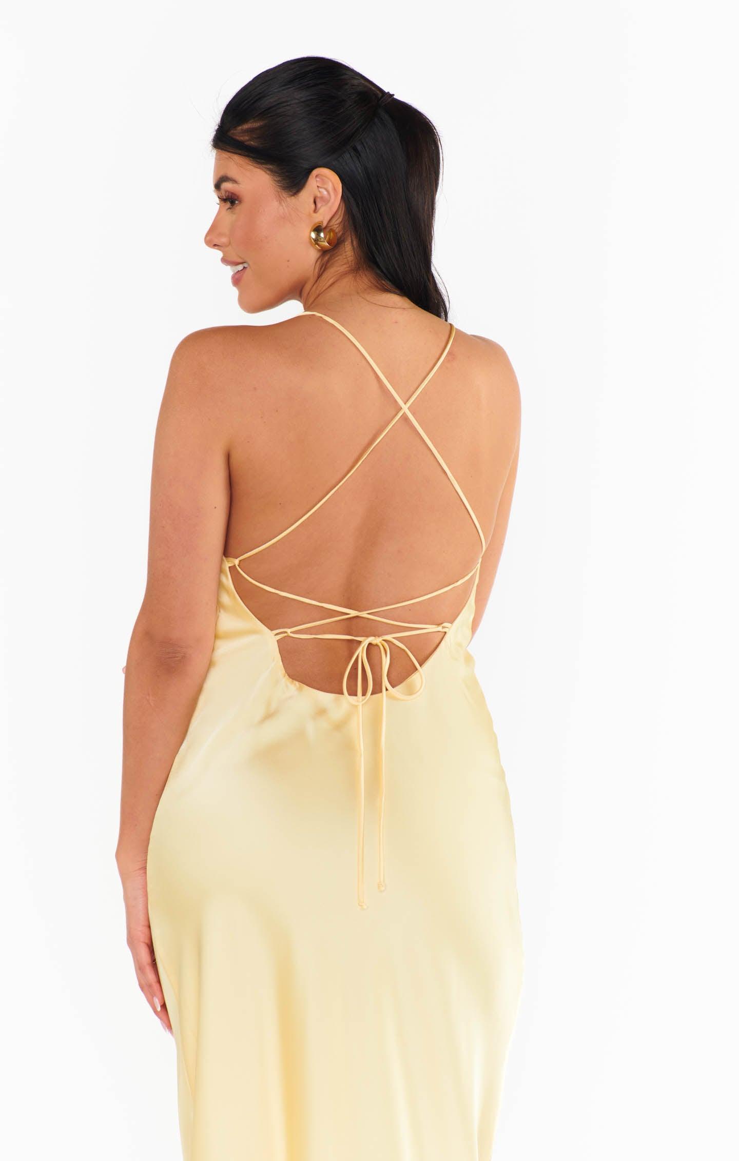 Dani Slip Dress ~ Pale Yellow Luxe Satin Product Image