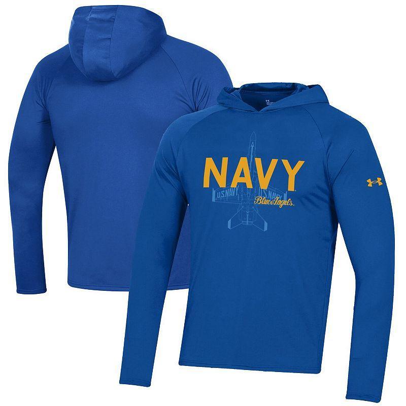 Mens Under Armour Royal Navy Midshipmen Angels Performance Raglan Hoodie T-Shirt Product Image