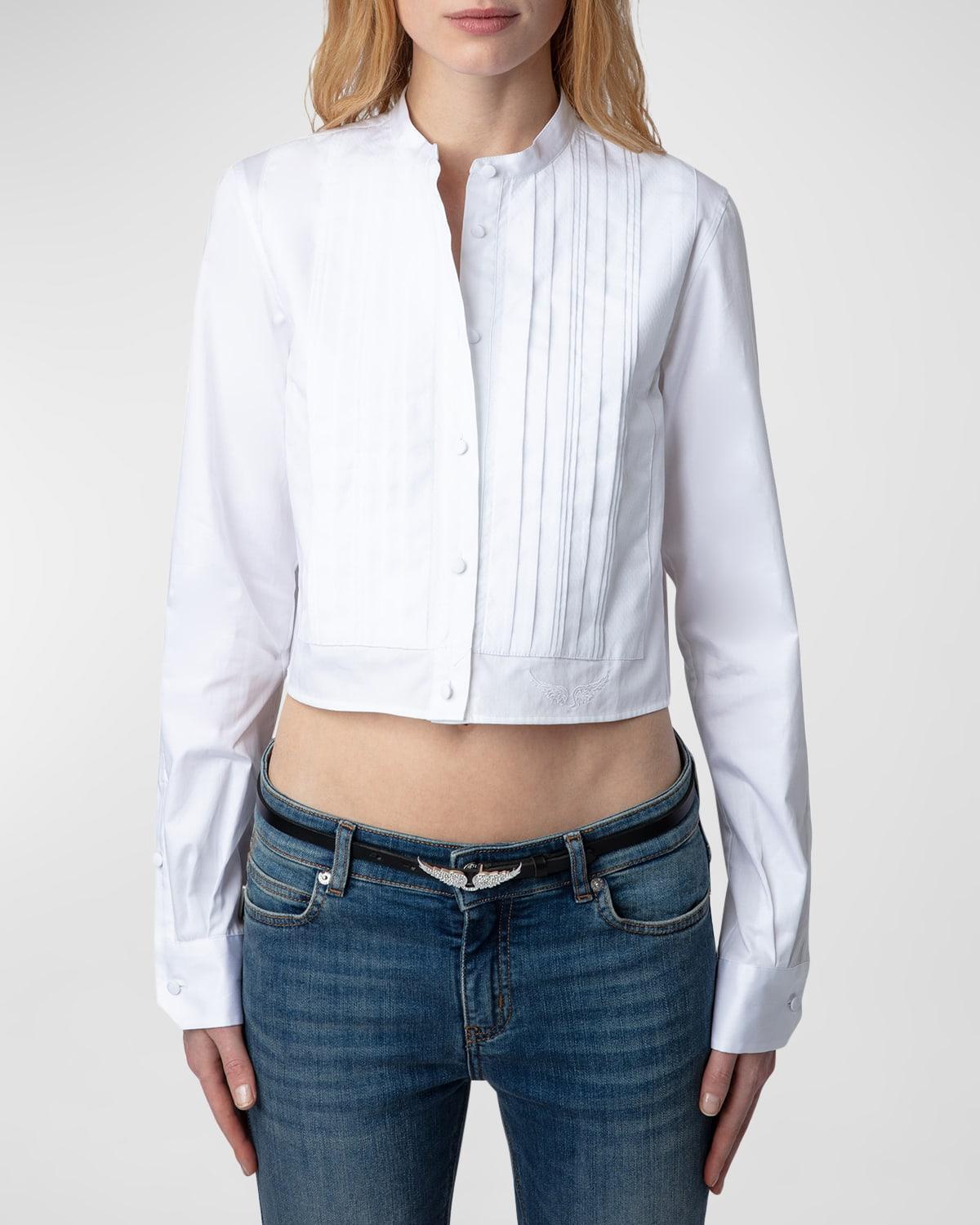 Womens Theby Cotton Crop Shirt Product Image