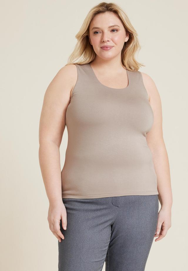 Maurices 4X Plus Size Womens Simply Smooth Double Layer Scoop Neck Tank Top Gray Product Image