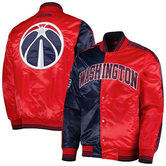 Mens Starter Navy/Red Washington Wizards Fast Break Satin Full-Snap Jacket Wiz Blue Product Image