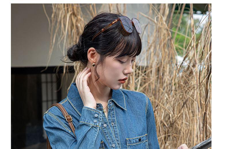 Long-Sleeve Washed Button-Up Denim Shirt product image