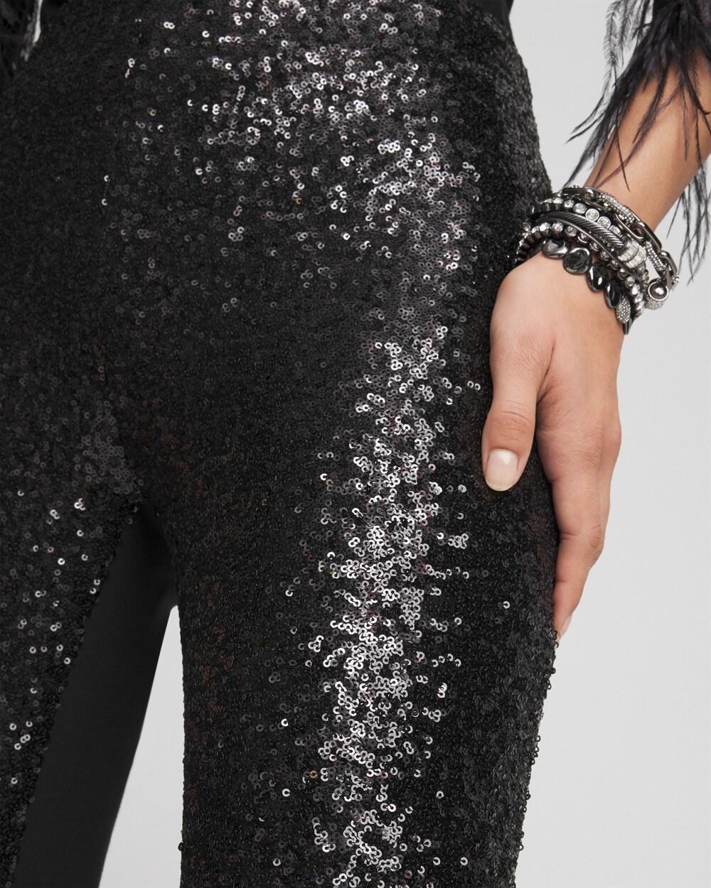 Women's Petite Juliet Sequin Relaxed Straight Leg Pants Product Image