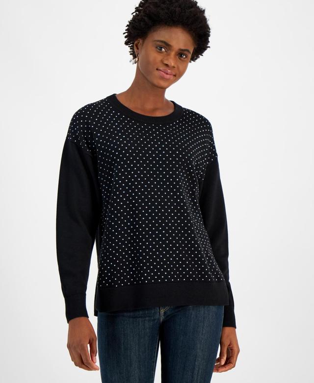 Michael Michael Kors Womens Studded Crewneck Sweater Product Image