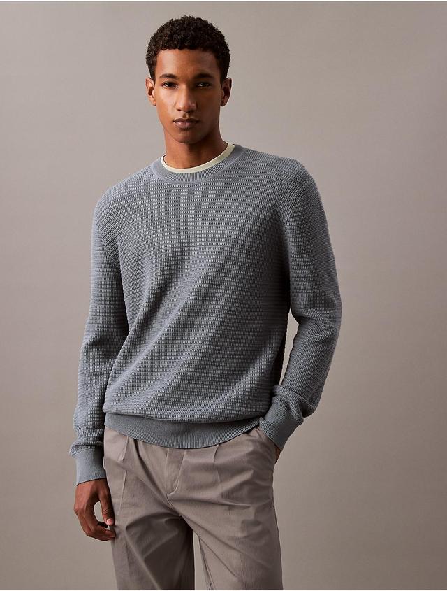 Calvin Klein Mens Supima Texture Stitch Crewneck Sweater - Black - M Product Image