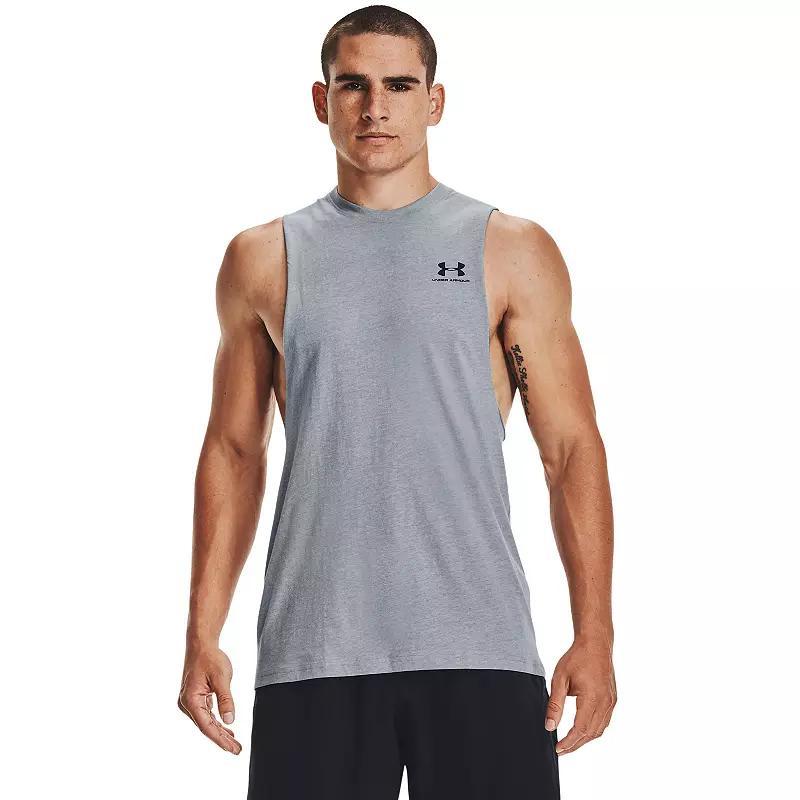 Under Armour Mens Sportstyle Left Chest Cut-Off T-Shirt - Timberwolf Taupe Product Image