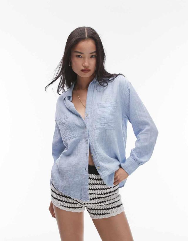 Topshop cotton casual shirt in chambray Product Image