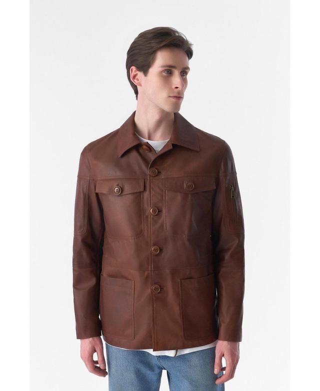 Furniq Uk Mens Genuine Leather Safari Coat, Antique Tan Product Image