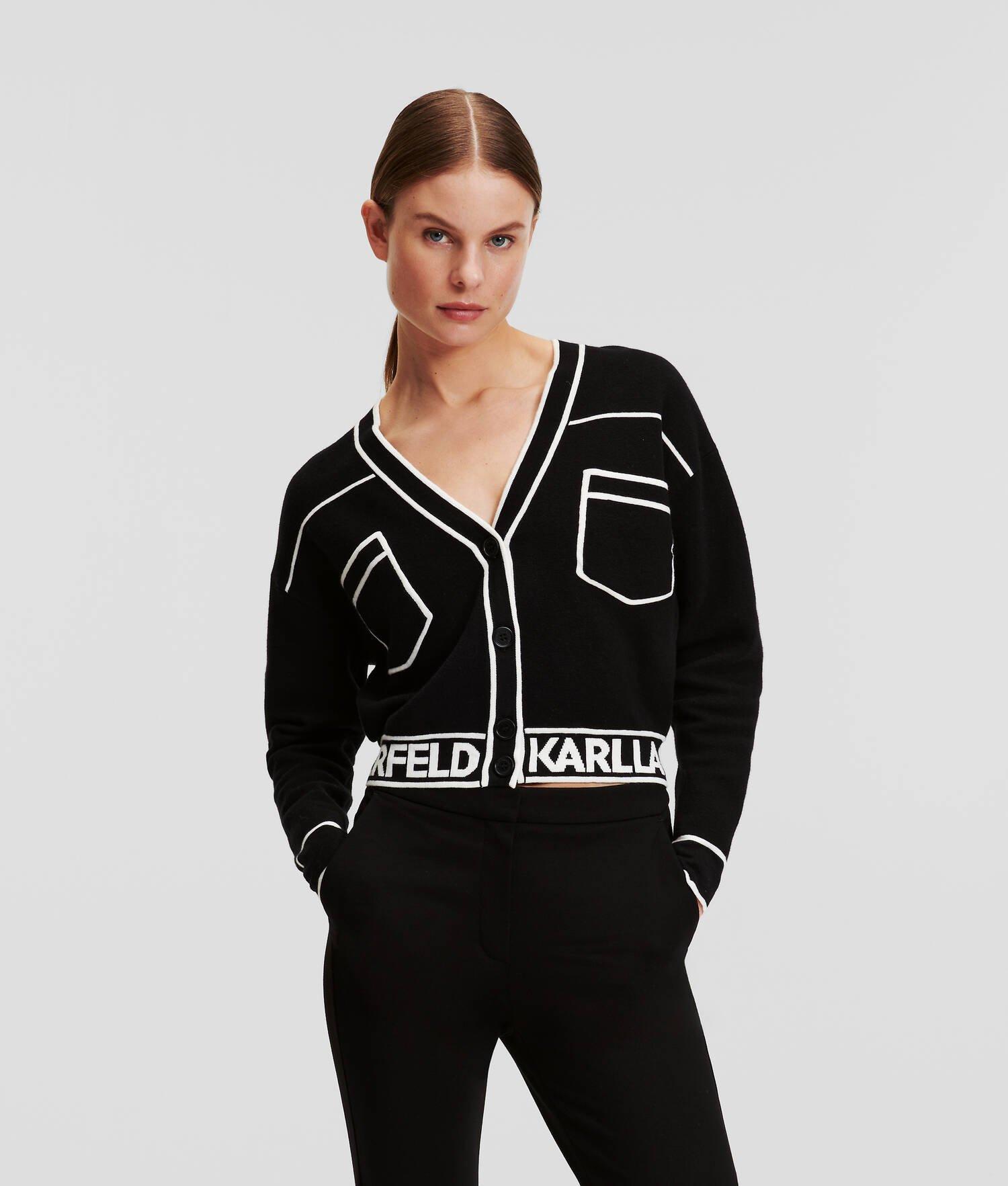 CROPPED KARL LOGO CARDIGAN Product Image