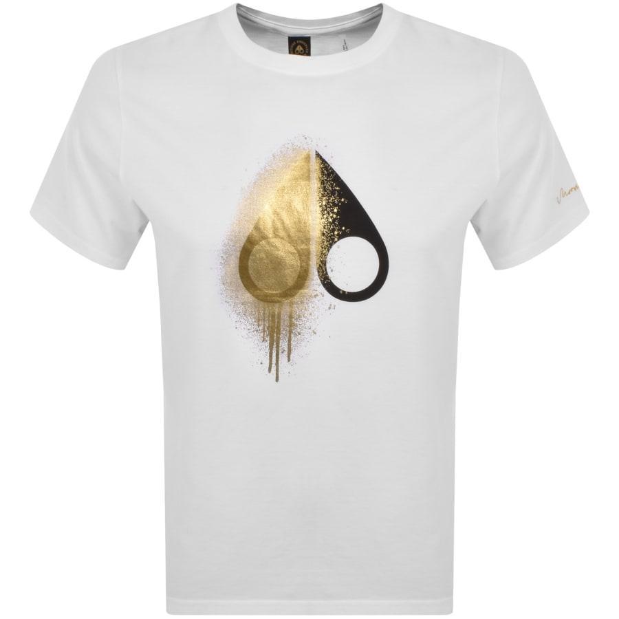 Moose Knuckles Mens Augstine Tee Gold in White Male Product Image