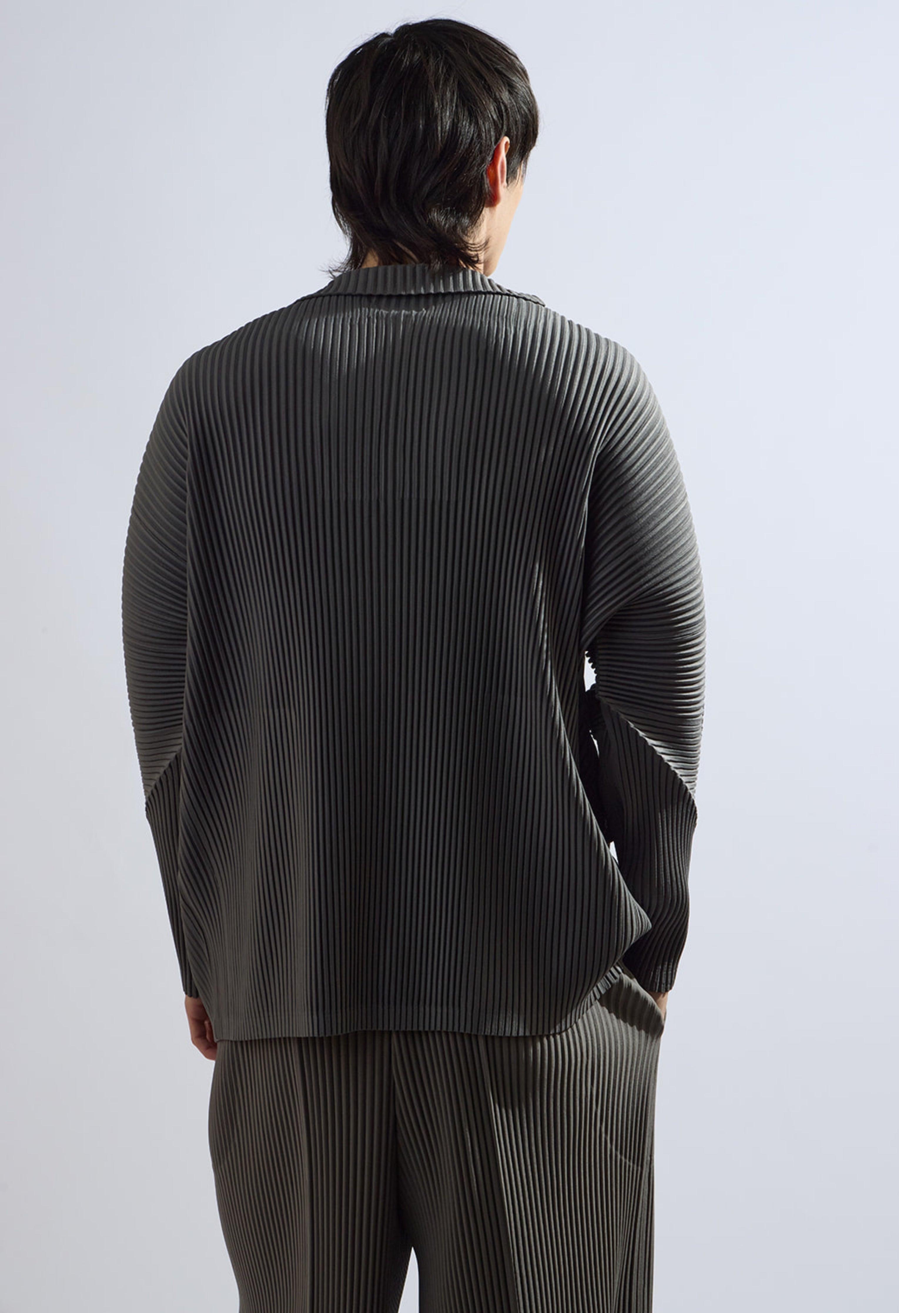 Pleated Zip Up Top in Grey Product Image