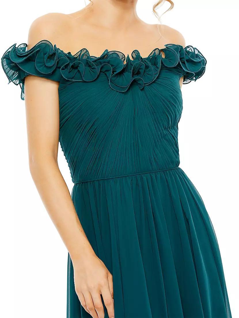 Frill Chiffon Off-The-Shoulder A-Line Gown Product Image